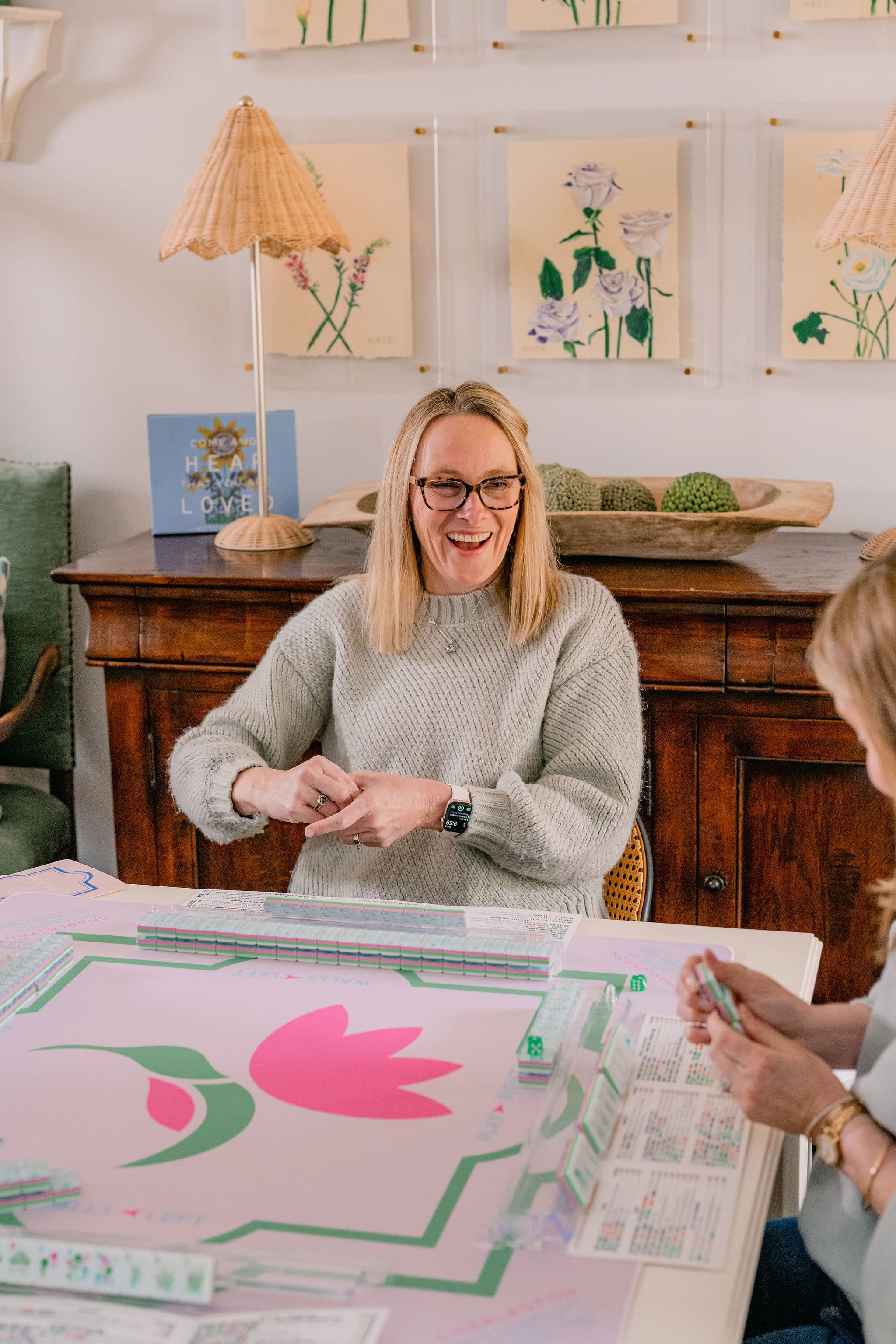 Heather Cannon, founder of Bam Good Time, at a mahjong table